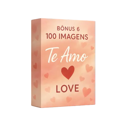 Caixa com 100 imagens delicadas com as frases "Te Amo" e "Love", para declarar seu amor com leveza