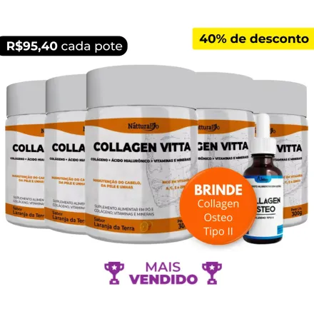 Suplemento de colágeno tipo 1 em pote – tratamento natural para pele firme e jovem